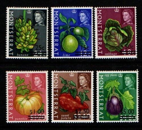 Montserrat 1968 Fruit Vegetables overprints set SG194-99 MNH - Picture 1 of 1