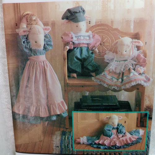 Vintage Simplicity Crafts Pattern 7314 Lamb Doll Draft Stopper Clothes CUT 1991 - Picture 2 of 6