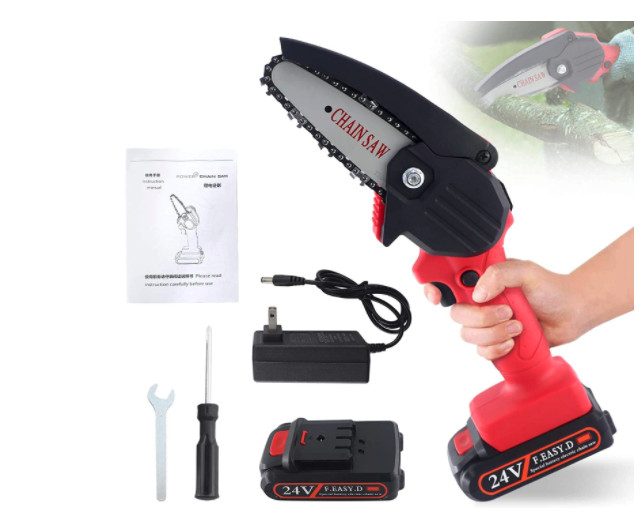 Scie chaîne rechargeable 24V pour l'entretien facile du jardin et la taille des arbres