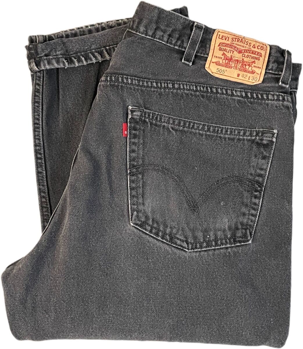 Levi's 505 Men's Jeans Regular Fit Faded Black Denim • Size Levi's 505 Men's Jeans Regular Fit Faded Black Denim • Size