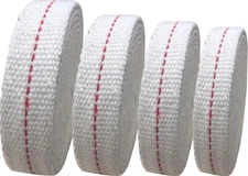 4 Rolls Oil Lamp Wick 1/2, 3/4, 7/8 Inch Flat Cotton Wick 6.5 Ft/roll Red Stitch
