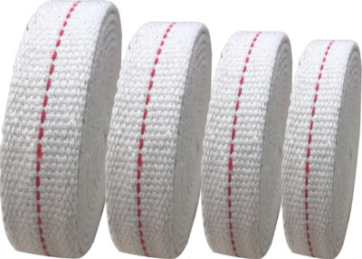 4 Rolls Oil Lamp Wick 1/2, 3/4, 7/8 Inch Flat Cotton Wick 6.5 Ft/roll Red Stitch