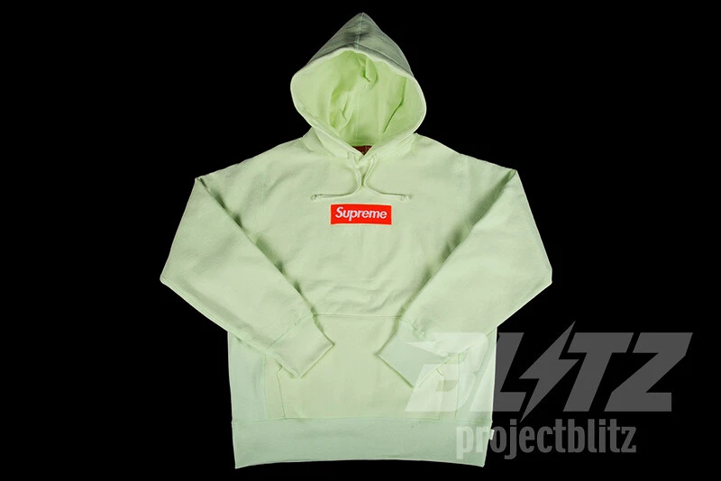 SUPREME BOX LOGO HOODED SWEATSHIRT PALE LIME S M L XL FW17 HOODIE YELLOW  GREEN