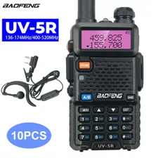 10PCS Baofeng UV-5R Dual Band Walkie Talkies Outdoor Two Way Radio with Earpiece