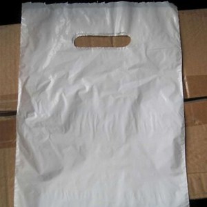 100 12 x9" White Rough Die Cut MDSE Handhole Plastic Merchandise Bag Handle Hole