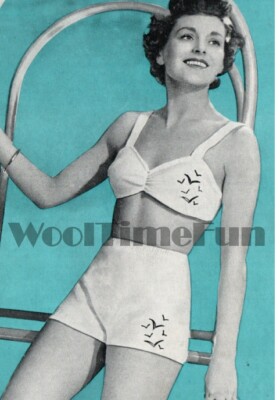 Knitting Pattern Ladies Vintage 1940s Bikini/Shorts/Top/Swimsuit