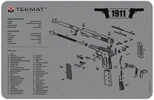 Grey 1911 Handgun Cleaning Mat by TekMat, Gun Cleaning Mat with Part Description