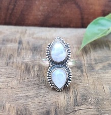 Beautiful Moonstone Gemstone Ring 925 Sterling Silver Gift For Her Silver Ring