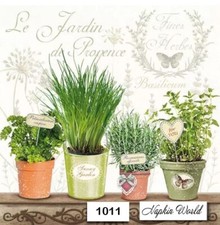  1011 TWO Individual Paper Luncheon Decoupage Napkins - PLANTS HERBS POTTED