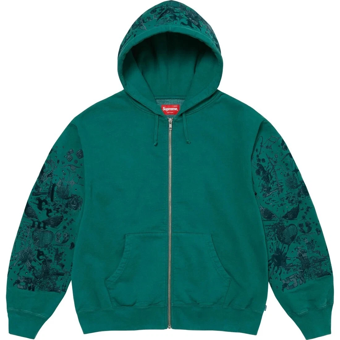 Sweat shirt zippé à capuche Supreme x AOI vert sarcelle (taille XL) neuf !