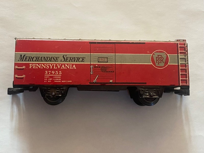 MARX 4 WHEELED PRR MERCHANDISE SERVICE BOX CAR   - VERY, VERY GOOD CONDITION