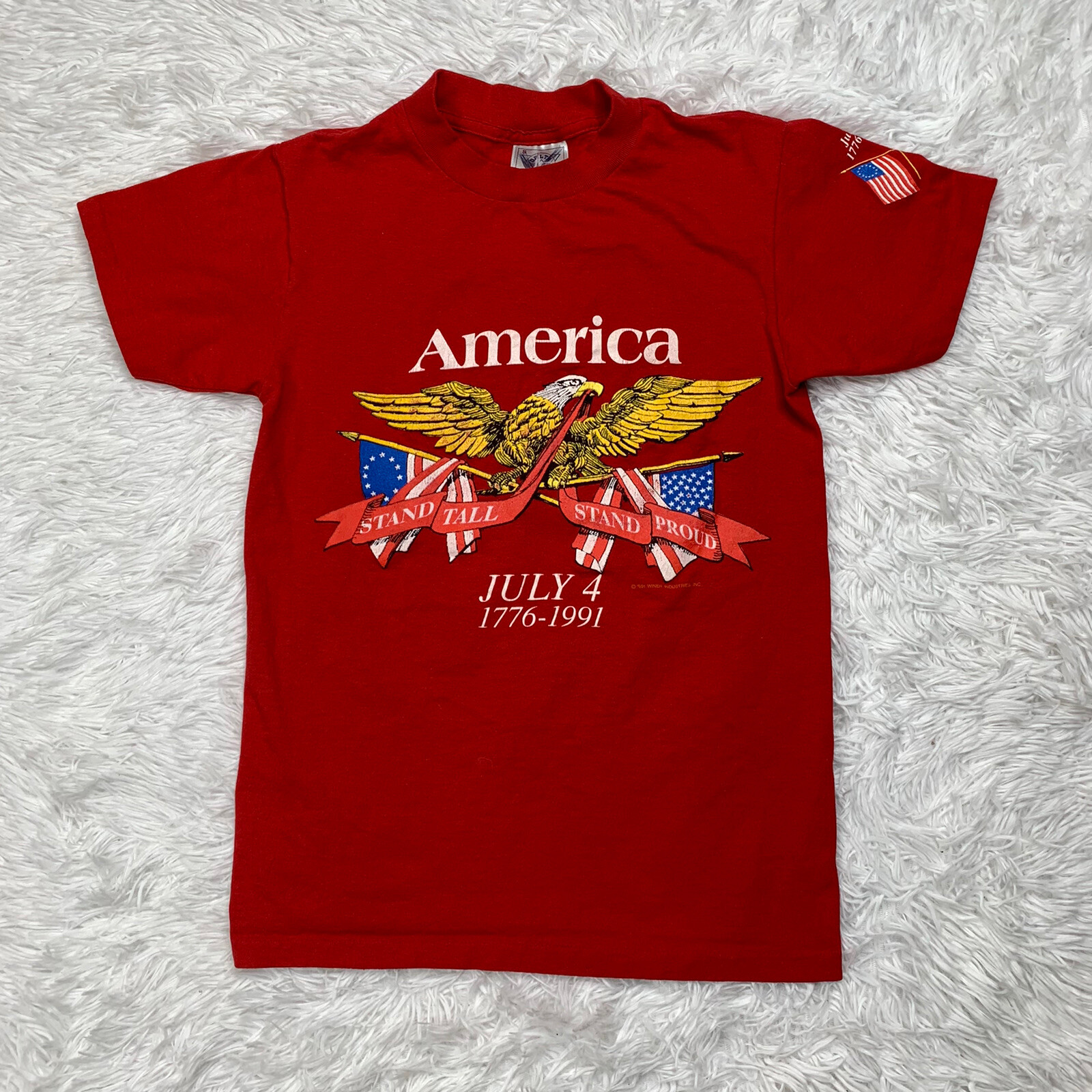 Vintage America Womens Delta Cotton T-Shirt Size S Small Red Single Stitch 1991