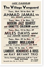 Miles Davis 1960 Village Vanguard New York City Jazz Broadsheet Concert Poster
