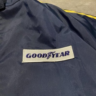 Goodyear Racing Jacket Vintage Blue Yellow Stripe XL Made In USA