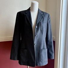 Vintage Lands  End Wool Cashmere Blazer Lined Women  s 10 Reg Gray Y2K 3-button
