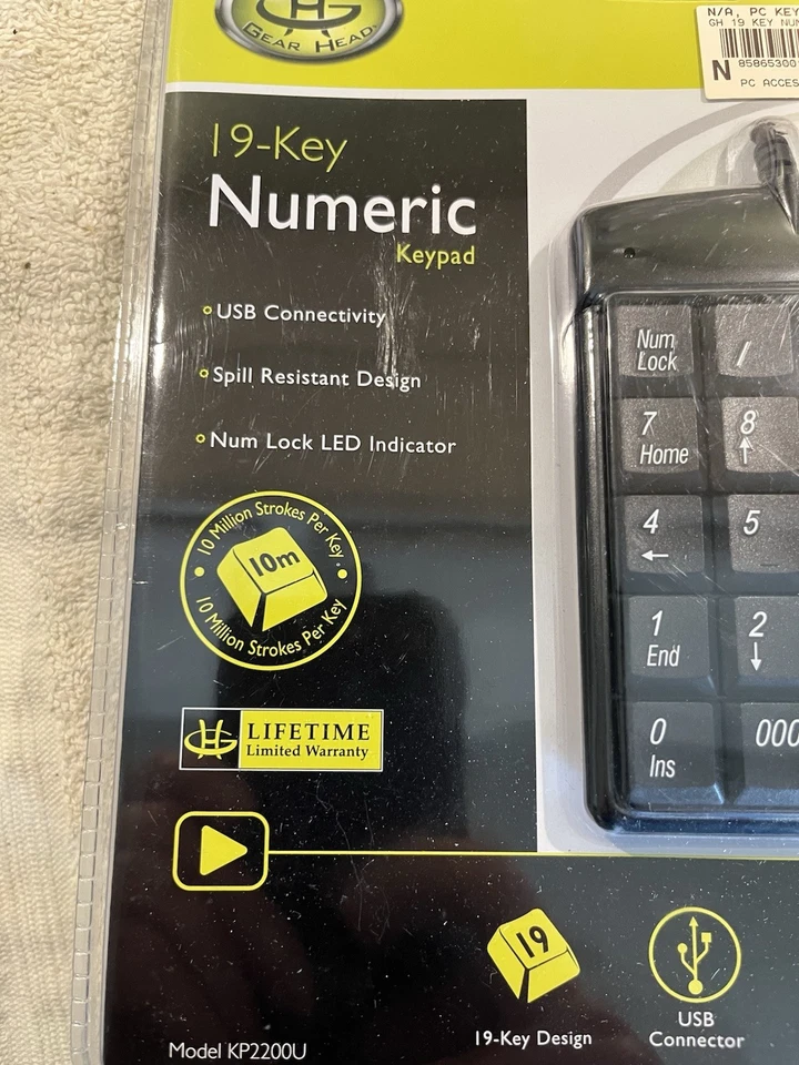 Gear Head 19-Key Numeric Keypad KP2200U USB Plug n Play New in Package - Image 2 of 4