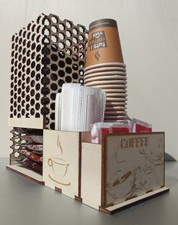 Porta cialde caffè in legno – Organizer tazze, zucchero e palette | Design artig