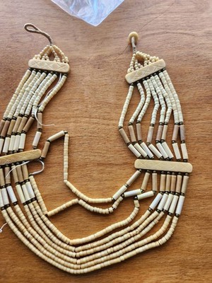Necklace Buffalo Bone 8 Row Off-White Hairpipe Native American Style Need Repair