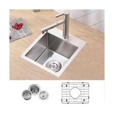 VCCUCINE Drop in Bar Sink, 15x15 Inch Topmount RV Small Kitchen Sink, Handmad...