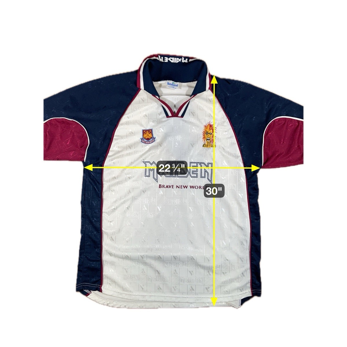 Iron Maiden Brave New World Number 7 Soccer Jersey Made In England