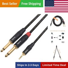 DISINO 1/8 Inch TRS Stereo to Dual 1/4 inch TS Mono Y-Splitter Cable 3.5mm Au...