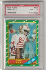 Jerry Rice 1986 Topps Rookie RC PSA 8 #161 49ers HOF