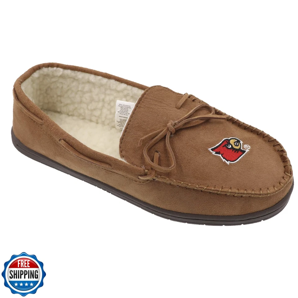 FOCO NCAA Louisville Cardinals Mens College Team Logo Moccasin Slippers Shoes - Image 2 of 3