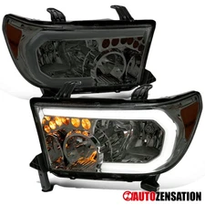 Fit 2007-2013 Toyota Tundra 2008-2017 Sequoia Smoke LED Tube Headlights Lamps