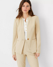 NEW ANN TAYLOR 198 TOASTED OATS BI-STRETCH CUTAWAY BLAZER SZ 10