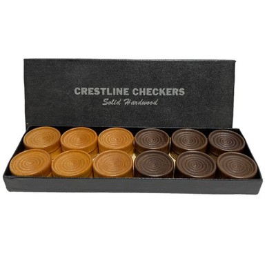 24 Crestline Hardwood Checkers Game Round Hard Wood w/Box Vintage Classic