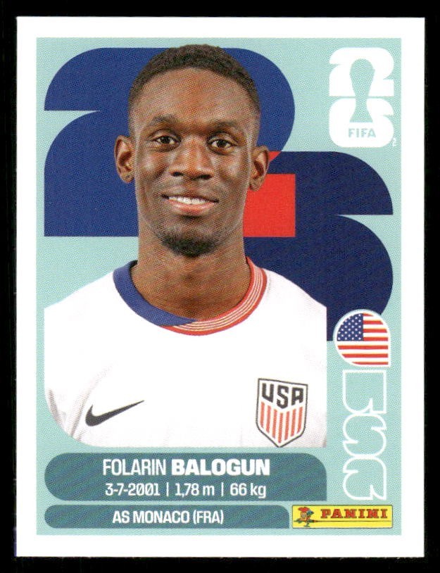 2026 USA Fifa World Cup Panini Sticker FOLARIN BALOGUN United States USA20