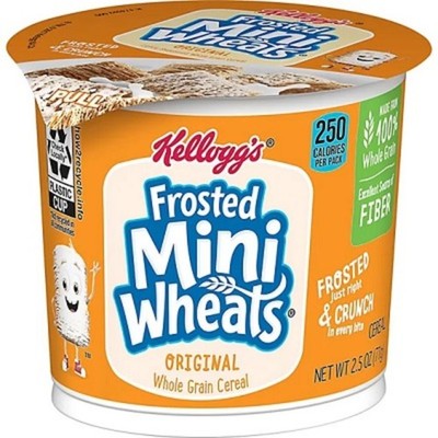3x Kellogg's Frosted Mini Wheats Cereal Cup Single Serve Snack Lot Pack 2.5oz