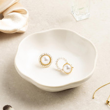 Ceramic Jewelry Tray Ring Holder Dish Floral Trinket Bowl for Women Girls Jewelr