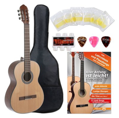 GEWA Student 4/4 Zeder Konzertgitarre Starter Set Zubehör Gigbag Plektren Saiten