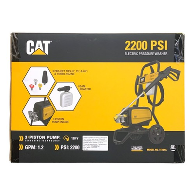 #ad Cat 2200 PSI Electric Pressure Washer 3 Tips amp; Turbo Nozzle 1.2 GPM 120 V $201.59