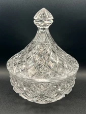 Federal 8.5" Crystal Covered Candy Dish with Windsor Pattern | Vintage