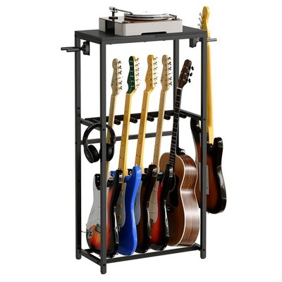 MAHANCRIS Guitar Stand, Rack for Acoustic Holder, 5-7 Guitars, Black 