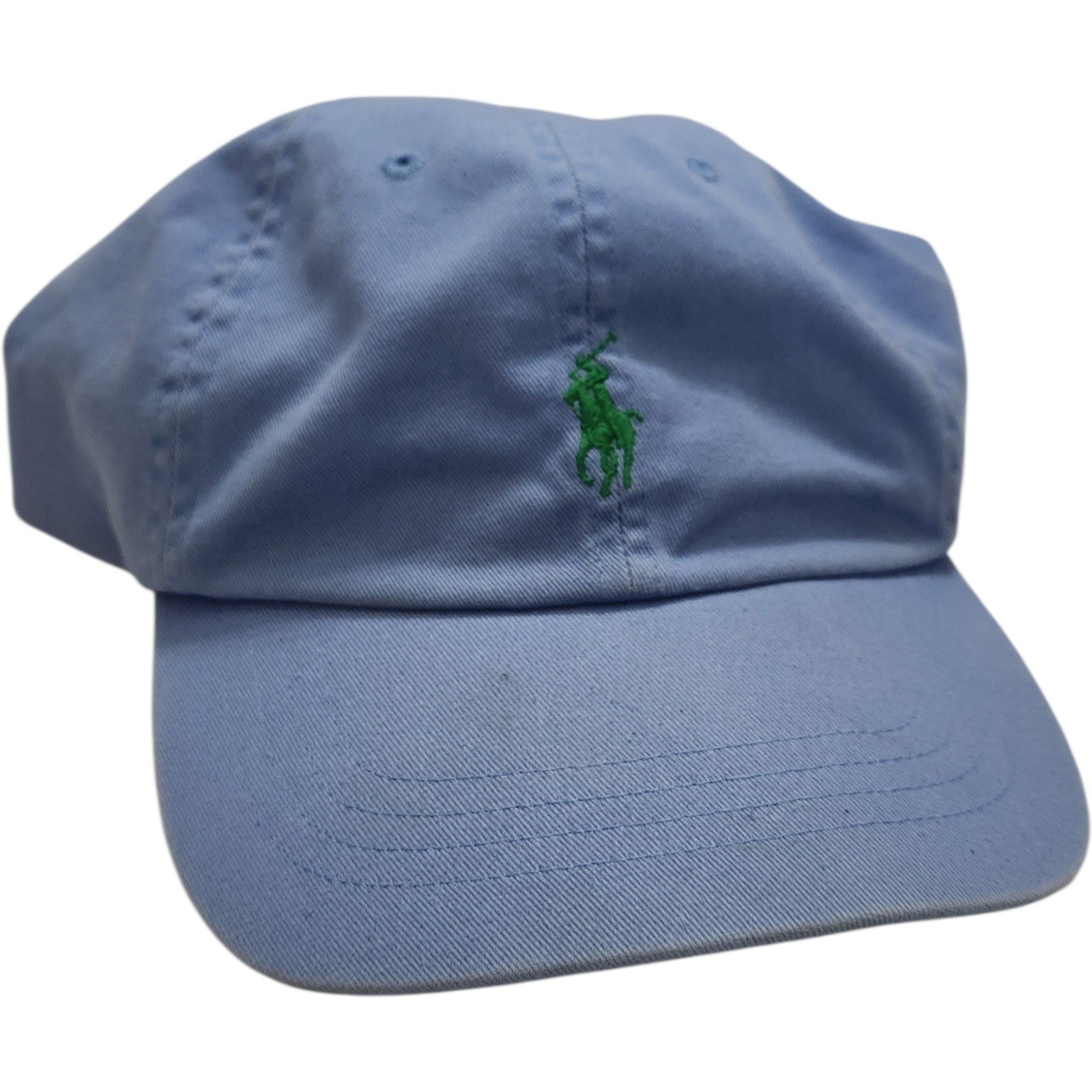 Polo Ralph Lauren Leather Strap Little Pony Strapback Hat Dad cap Blue Green VTG