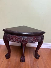 Wood Carved Corner Plant Stand