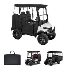 Golf Cart Cover, Visible Full-Enclosure 2 2 2 Passenger Golf Cart, 600D Waterpro