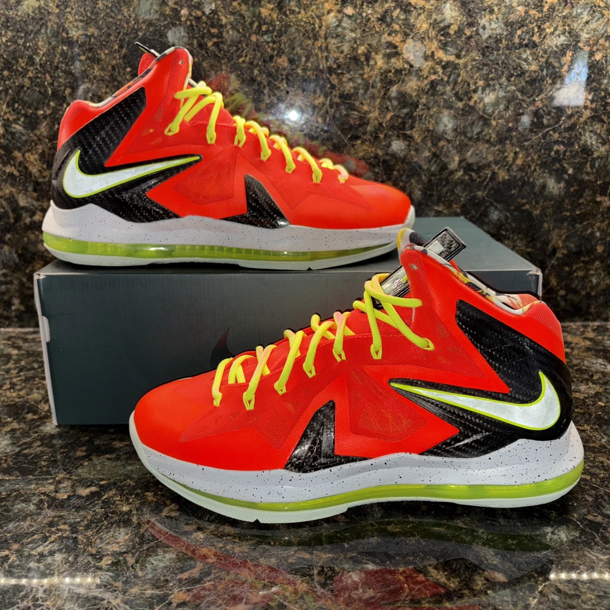 Nike LeBron 10 x PS Elite Total Crimson Mens 10 Basketball Shoes 579827-800 Volt Nike LeBron 10 X PS Elite Total Crimson Orange Men 10  main image 2