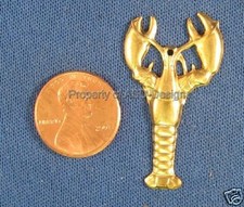 6pc Raw Brass Nautical Seafood Maine Lobster Charm 5908