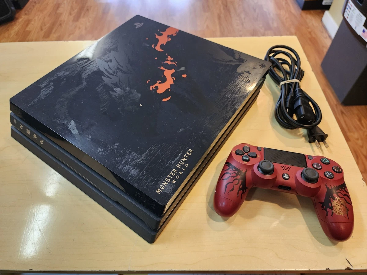 PlayStation 4 Pro PS4 MONSTER HUNTER WORLD EDITION w/ Controller Used