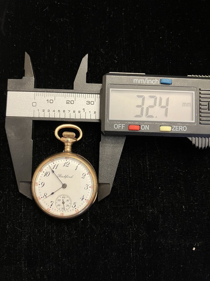 ROCKFORD 1913 VINTAGE POCKET WATCH, 4 SIZE, 15 JEWEL, GOLD FILLED, NOT