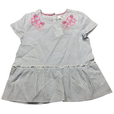 Crown & Ivy Kids Girls 6X dress Tee Striped light blue pink Embroider flowers