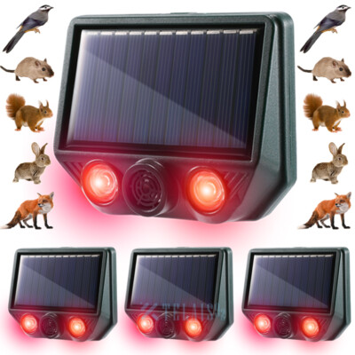 2024 USB Solar Ultrasonic Pest Bird Cat Dog Fox Animal Repeller Repellent Scarer