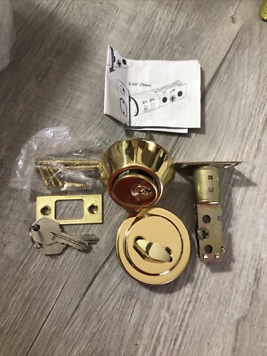 Single Cylinder Deadbolt 2 Keys Gold tone Universal Left/Right Key Code 44535