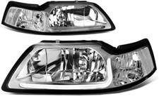 For 99-04 Ford Mustang Led Drl Chrome Housing Clear Corner Headlight Replacement