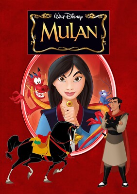 1998 Mulan Movie Poster 11X17 Ming-Na Wen Eddie Murphy BD Wong Mushu Shang   