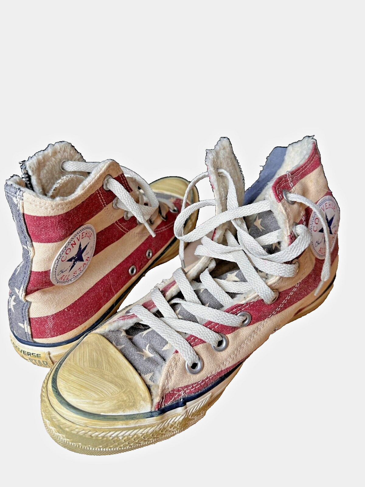 CONVERSE Distressed Aged-Look High Top Sneakers Stars & Bars MENS 5.5 WO’s 7.5 CONVERSE Distressed Aged-Look High Top Sneakers Stars & Bars MENS 5.5 WO’s 7.5